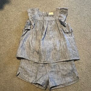 Girl’s J. Crew Linen Striped Sleeveless Top and Shorts Set, Size 8/9